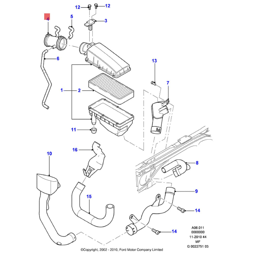 Auto Part Air Intake Hose Pipe 1S719C623BE 1S71-9C623-BE for FORD Mondeo 2.5 2001-2007 MK2