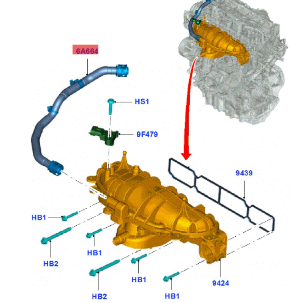 BM5G-6K817-BD RURA ODMA SILNIKA C-MAX MK2 FOR FOCUS KUGA1,6 ECOBOOST