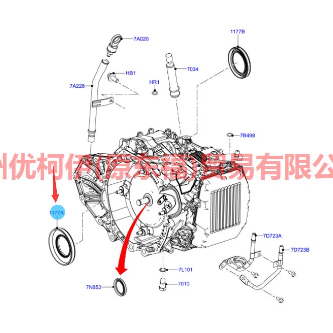 7E5P7H260CA Axle shaft oil seal L small For ford mikes S-MAX 07-10